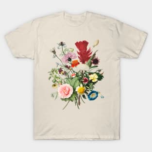 Vintage Wildflowers Botanical Flowers Bouquet Roses Violets T-Shirt